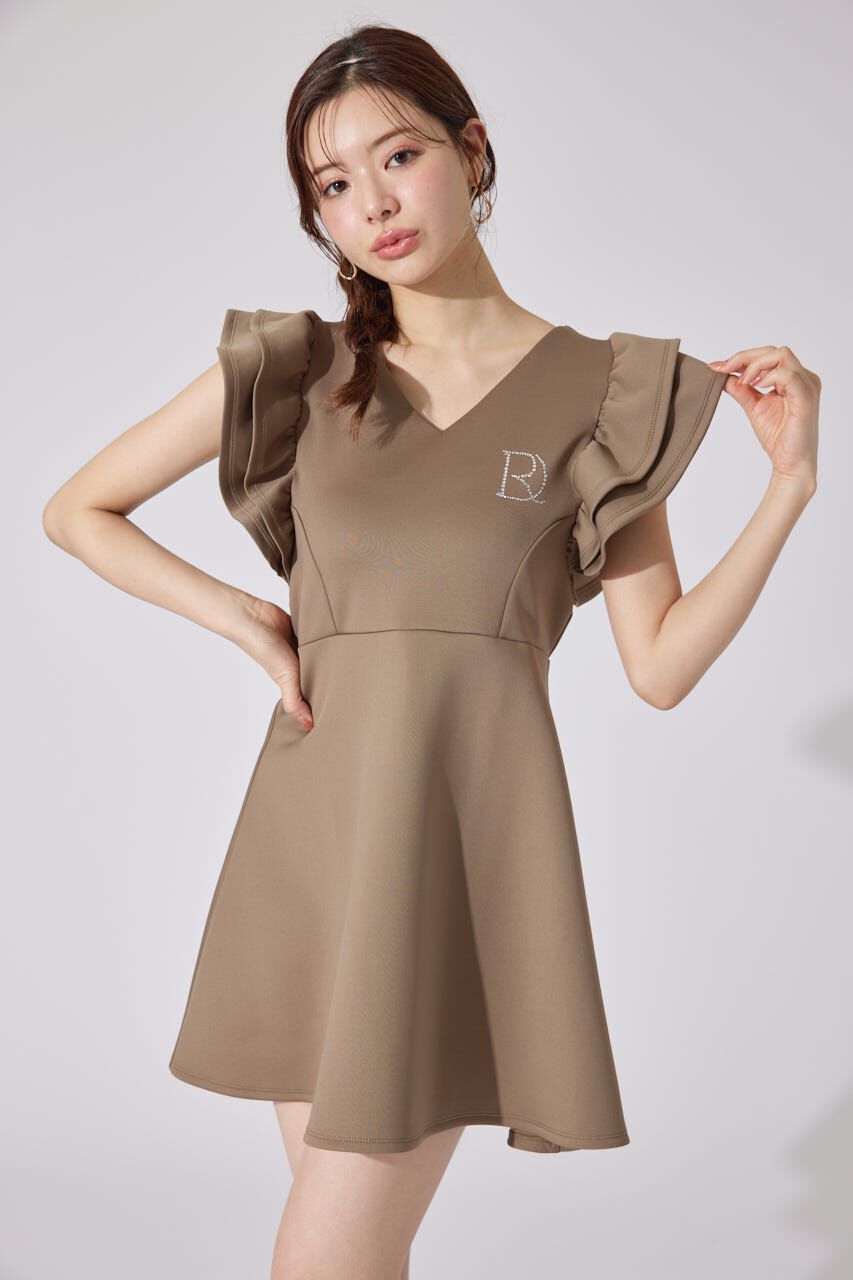 rienda「RDショルダーフリルカットミニワンピース」|ワンピース|BRN