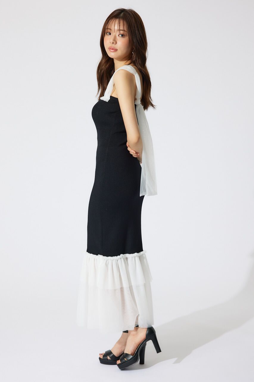 rienda「チュールレイヤードホルターニットワンピース」|ワンピース|