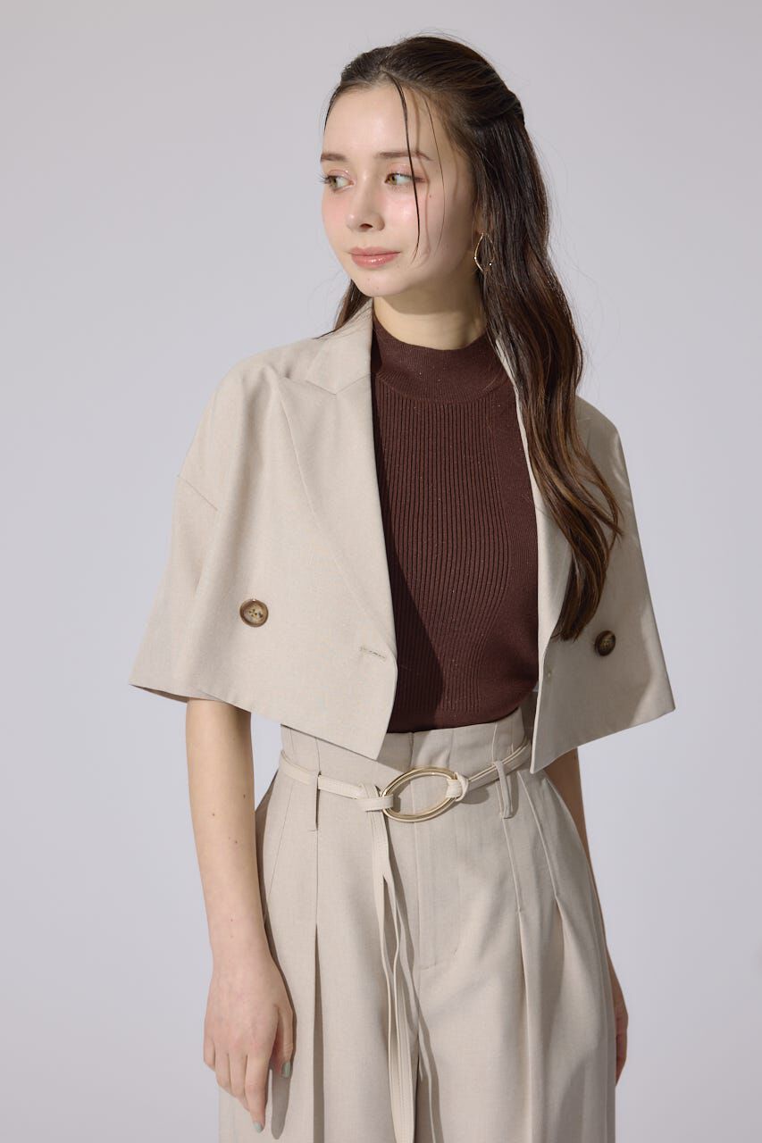 rienda「リネンライククロップドハーフスリーブジャケット」|その他|