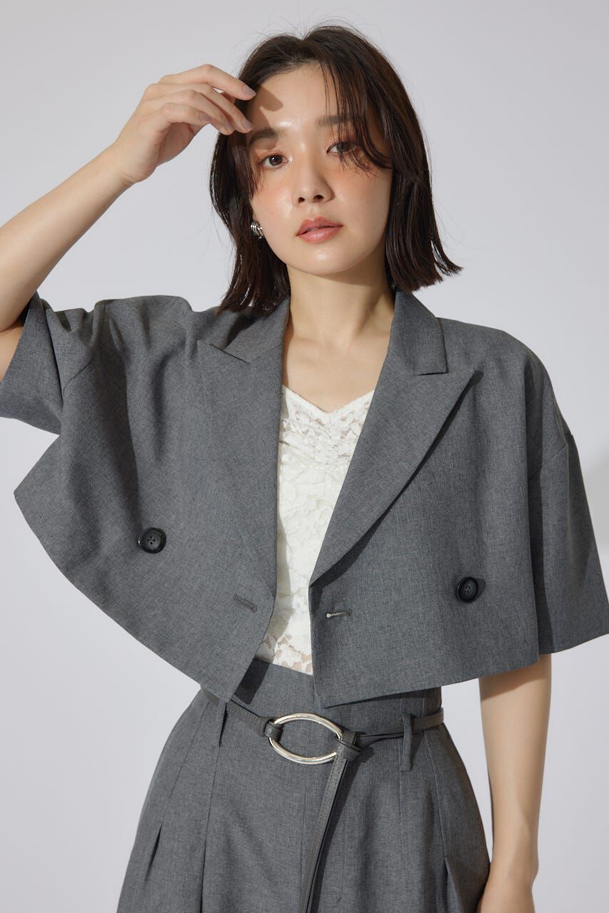 rienda「リネンライククロップドハーフスリーブジャケット」|その他|