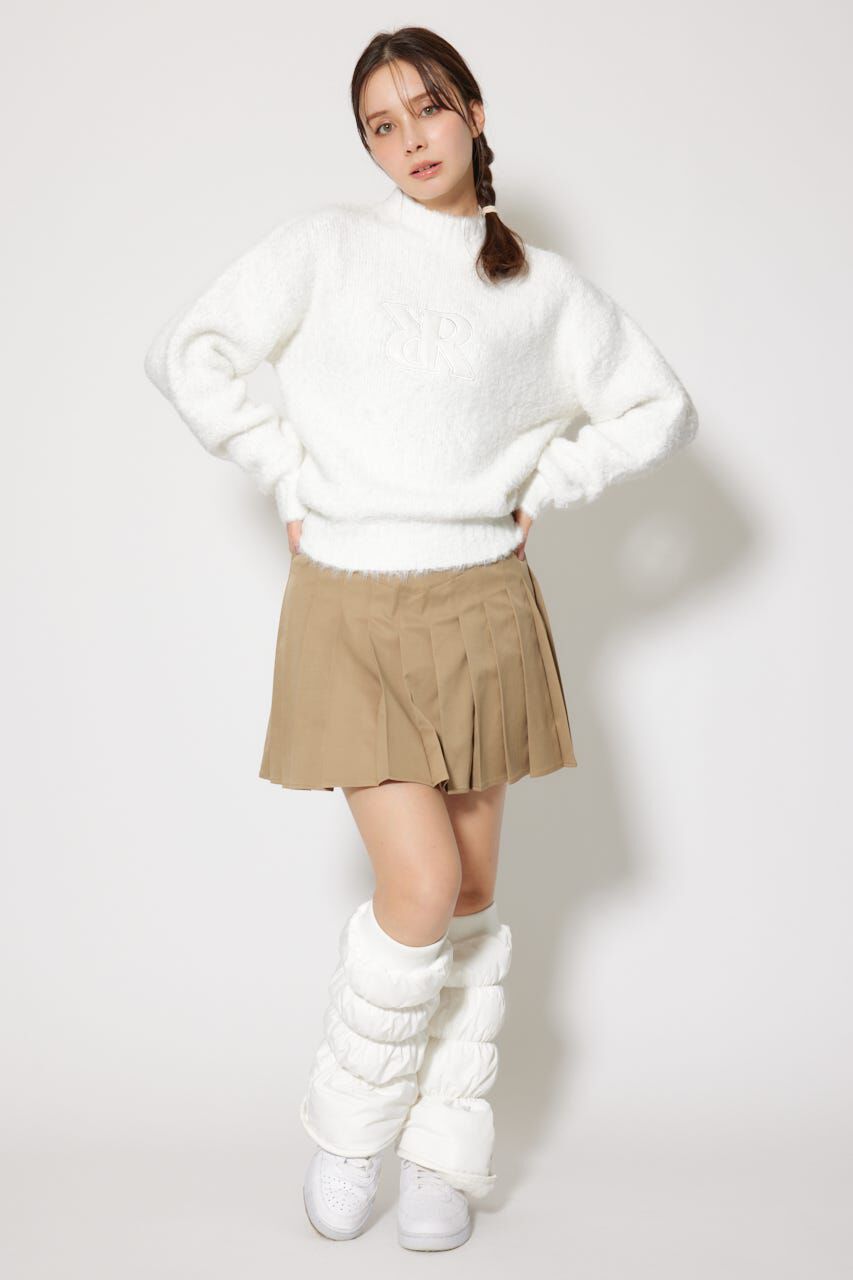 rienda「フェイクレザーロゴシャギーニットトップス」|ニット・セーター|