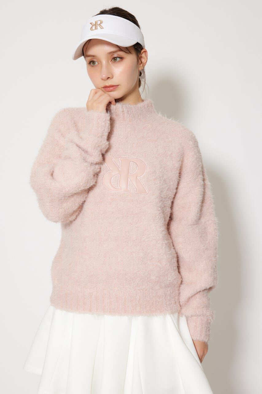 rienda「フェイクレザーロゴシャギーニットトップス」|ニット・セーター|