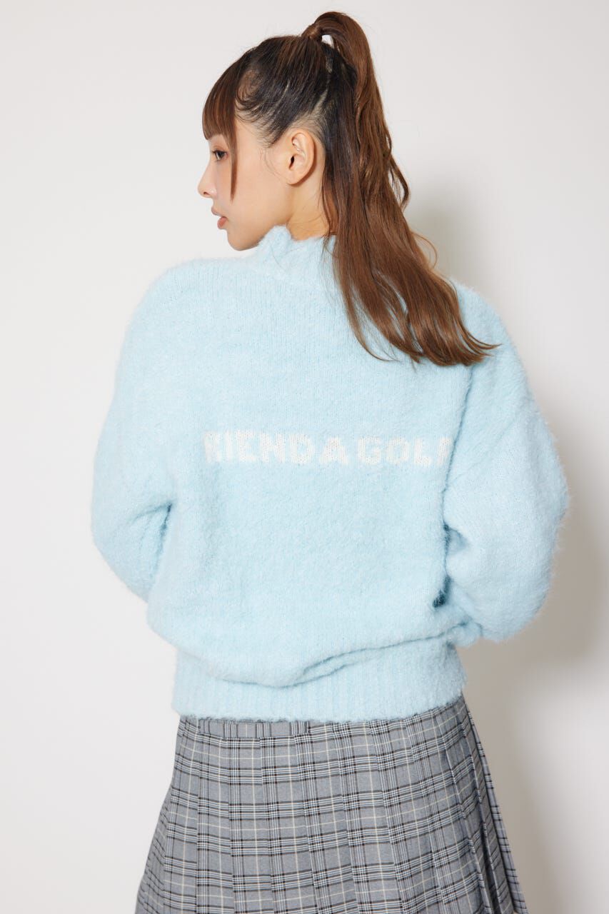 rienda「フェイクレザーロゴシャギーニットトップス」|ニット・セーター|