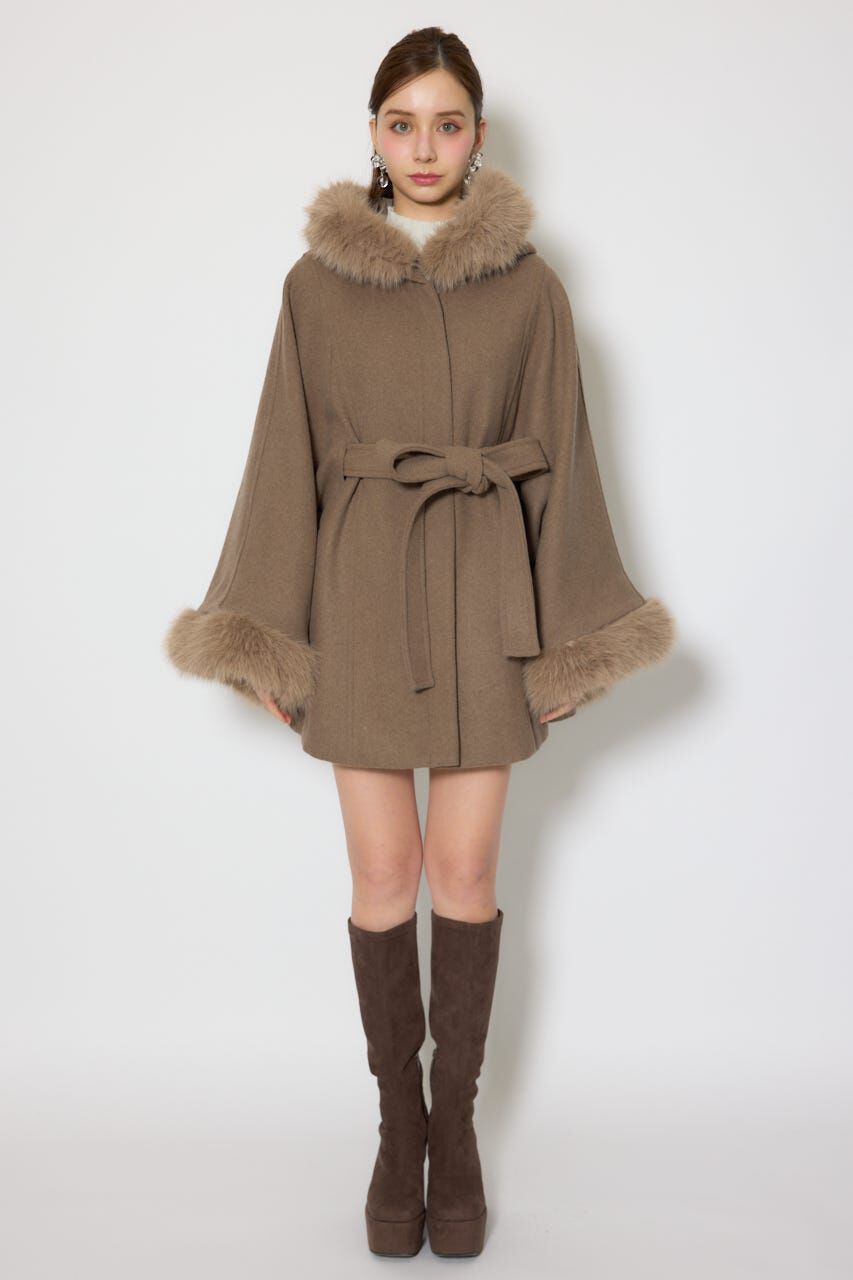 rienda「ウールMIXフードポンチョコート」|その他|