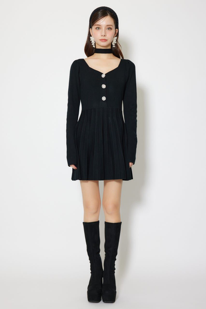 rienda「フロントビジュープリーツミニニットワンピース」|ワンピース|