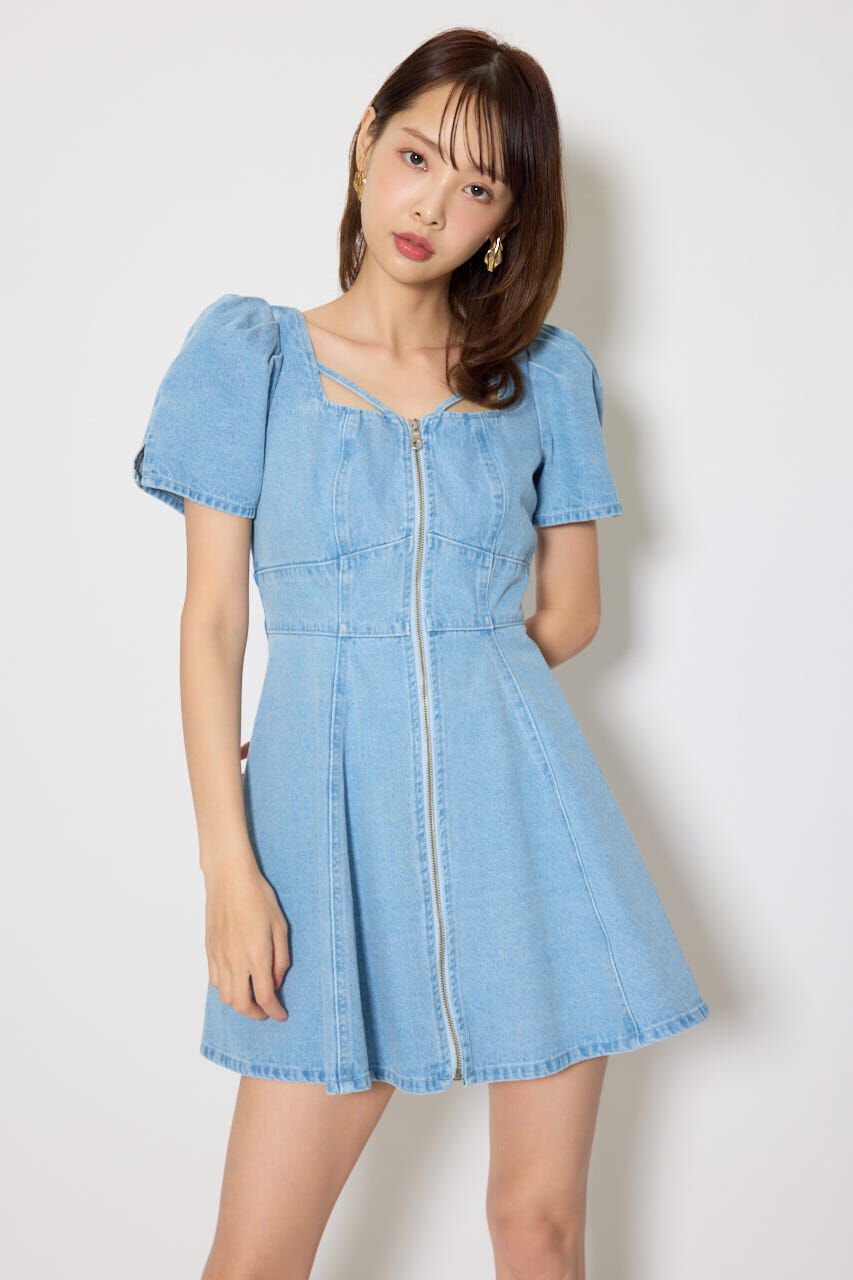 rienda「フロントジップマーメイドデニムミニワンピース」|ワンピース|L/BLU1