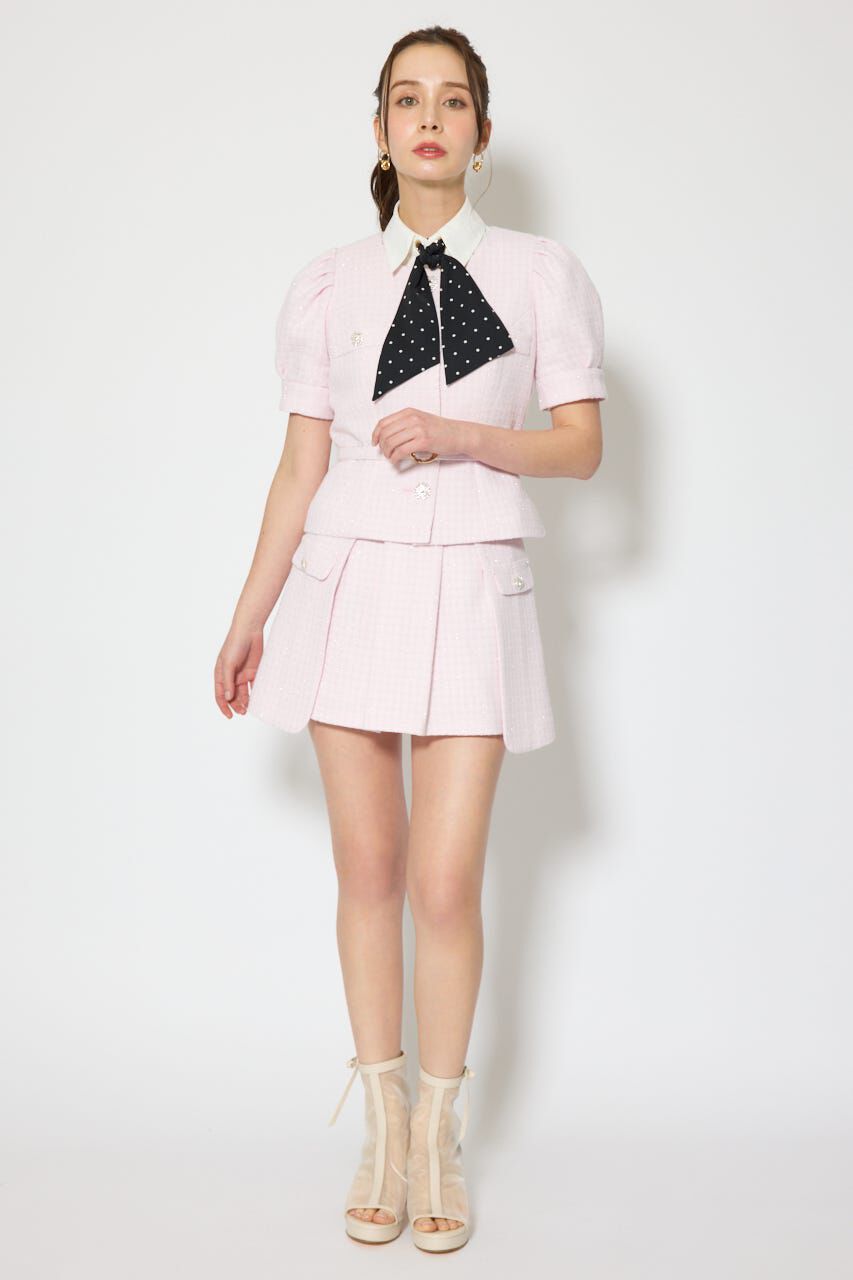 rienda「ノーカラーツイードペプラムジャケット」|その他|