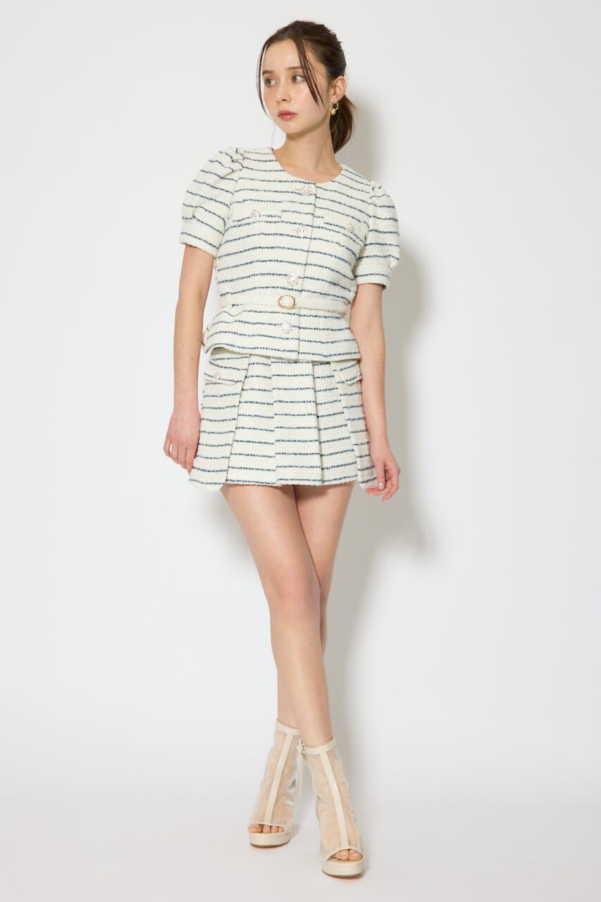 rienda「ノーカラーツイードペプラムジャケット」|その他|