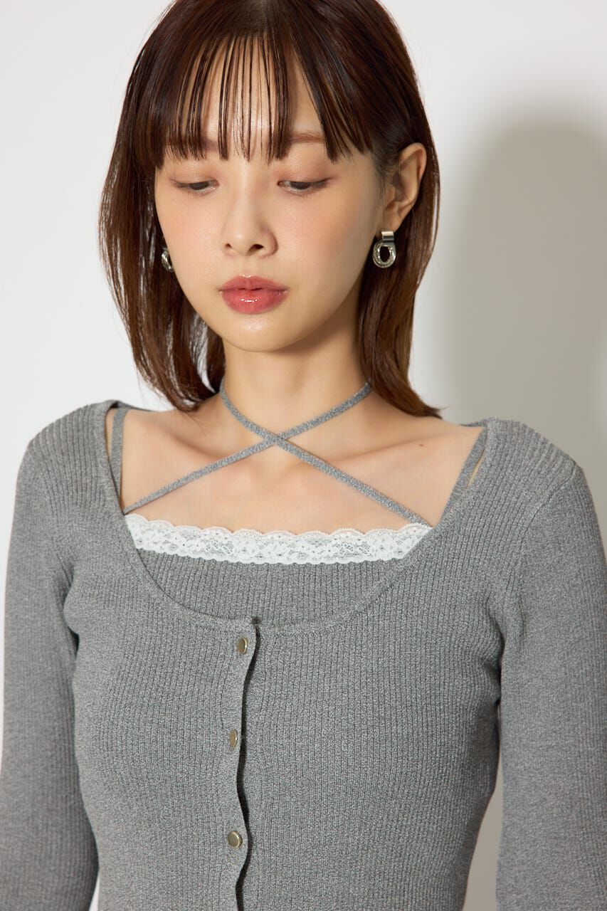 rienda「レースディティールニットカーディガンセット」|ニット・セーター|
