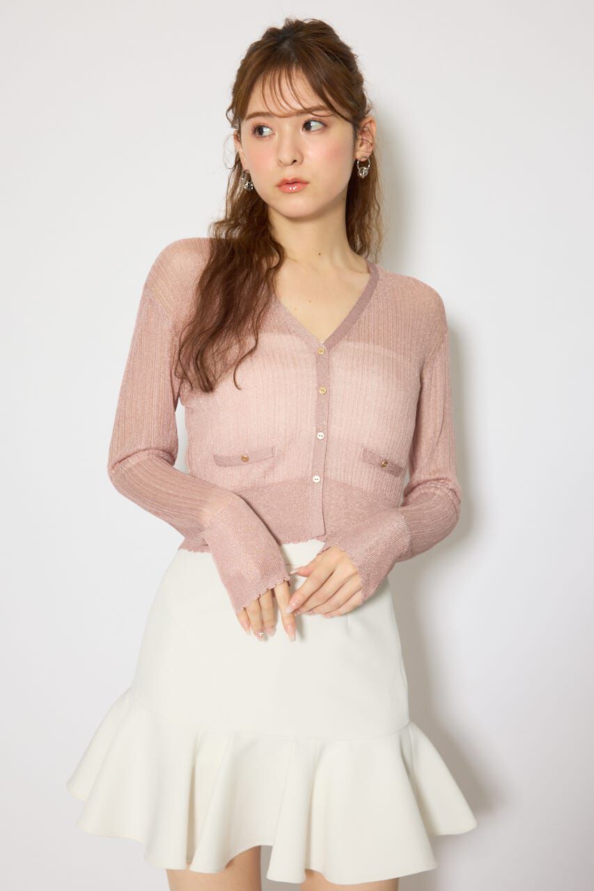 rienda「スカラップクロップドニットカーディガン」|カーディガン|