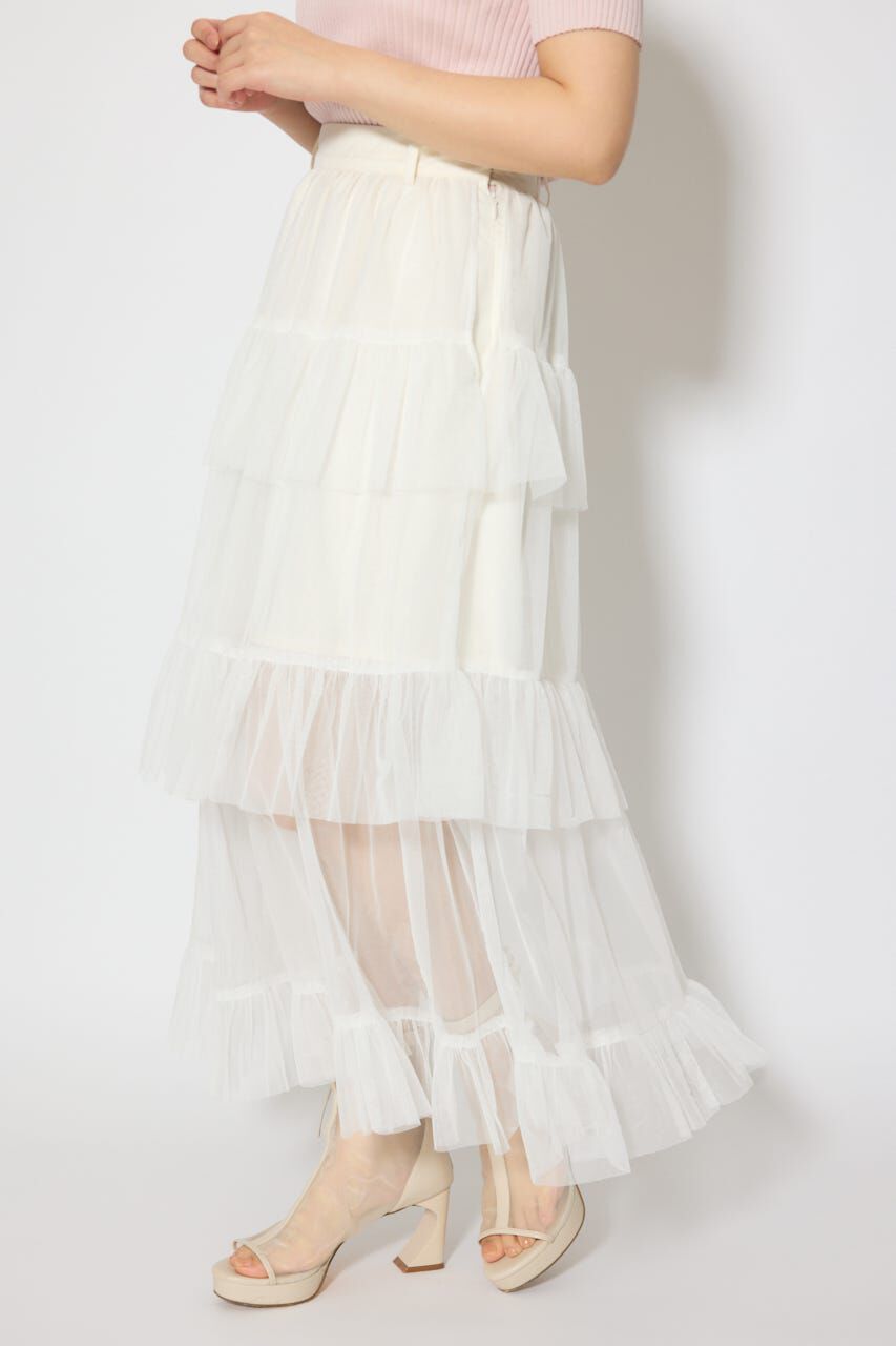 rienda「ティアードフレアチュールジャストウエストスカート」|スカート|
