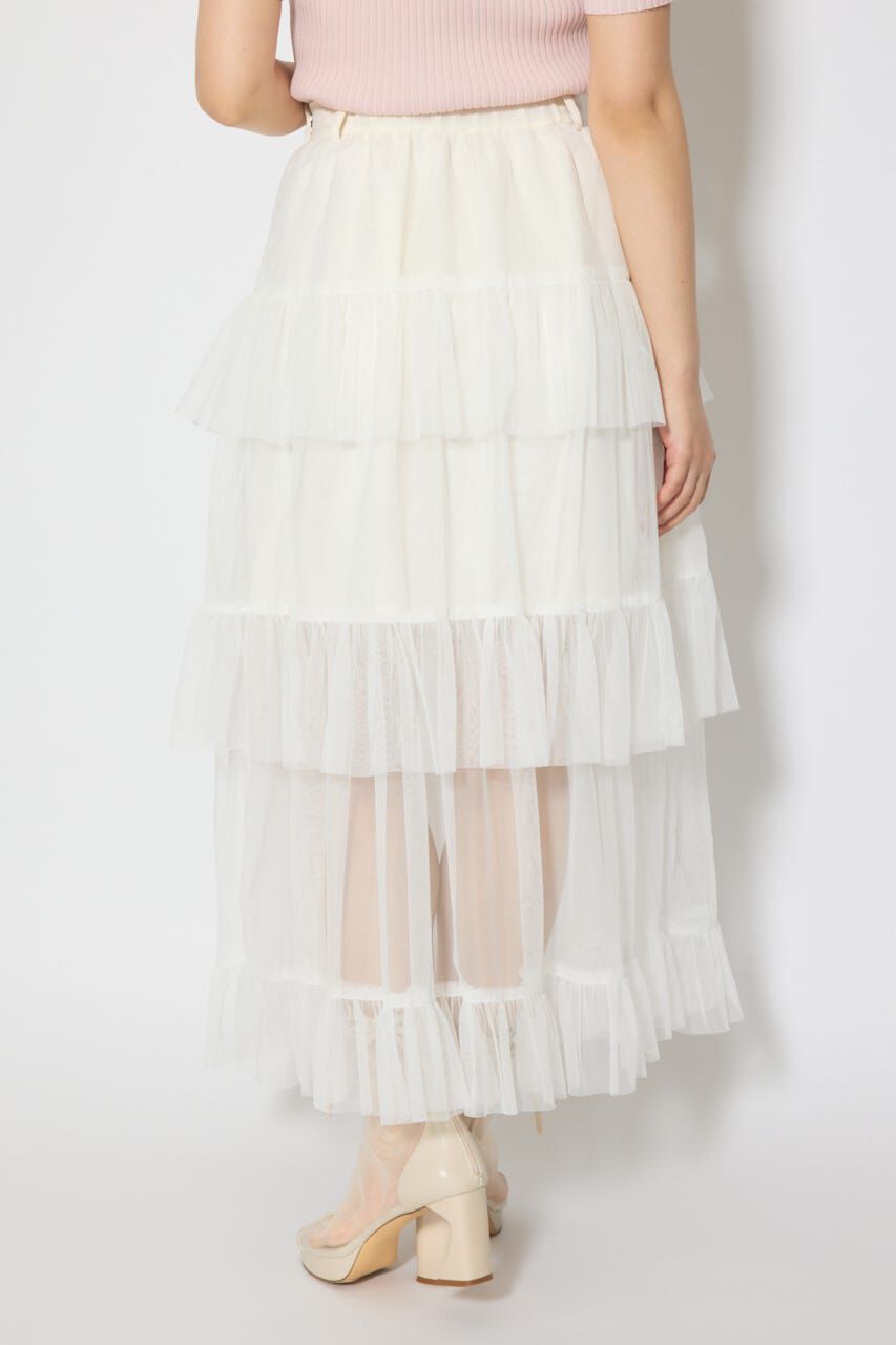 rienda「ティアードフレアチュールジャストウエストスカート」|スカート|