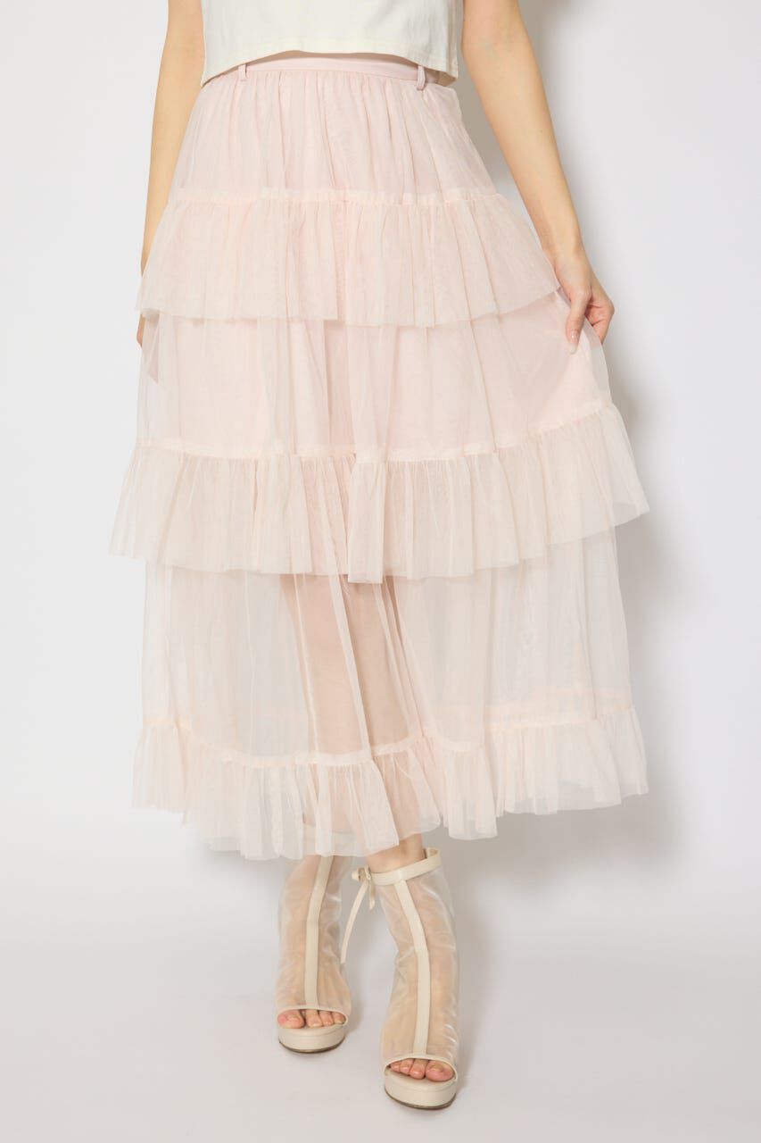 rienda「ティアードフレアチュールジャストウエストスカート」|スカート|