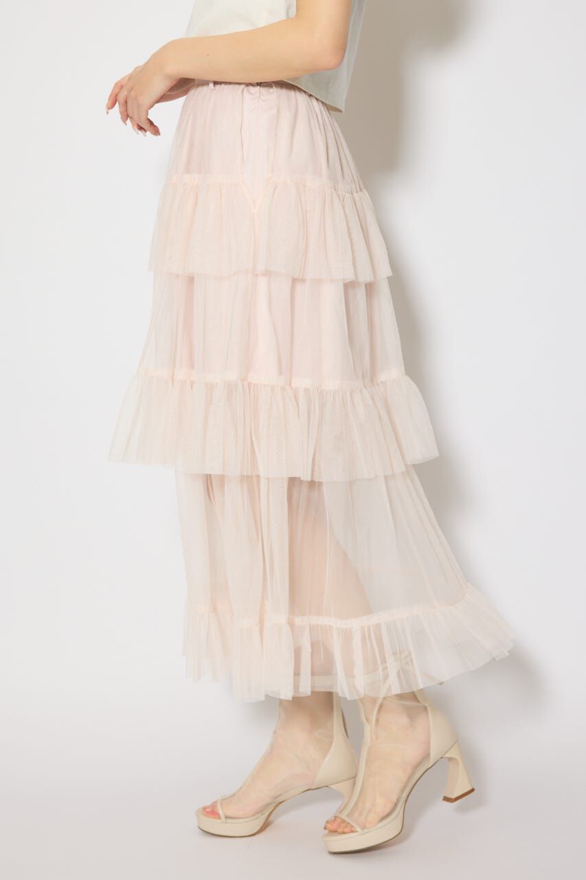 rienda「ティアードフレアチュールジャストウエストスカート」|スカート|