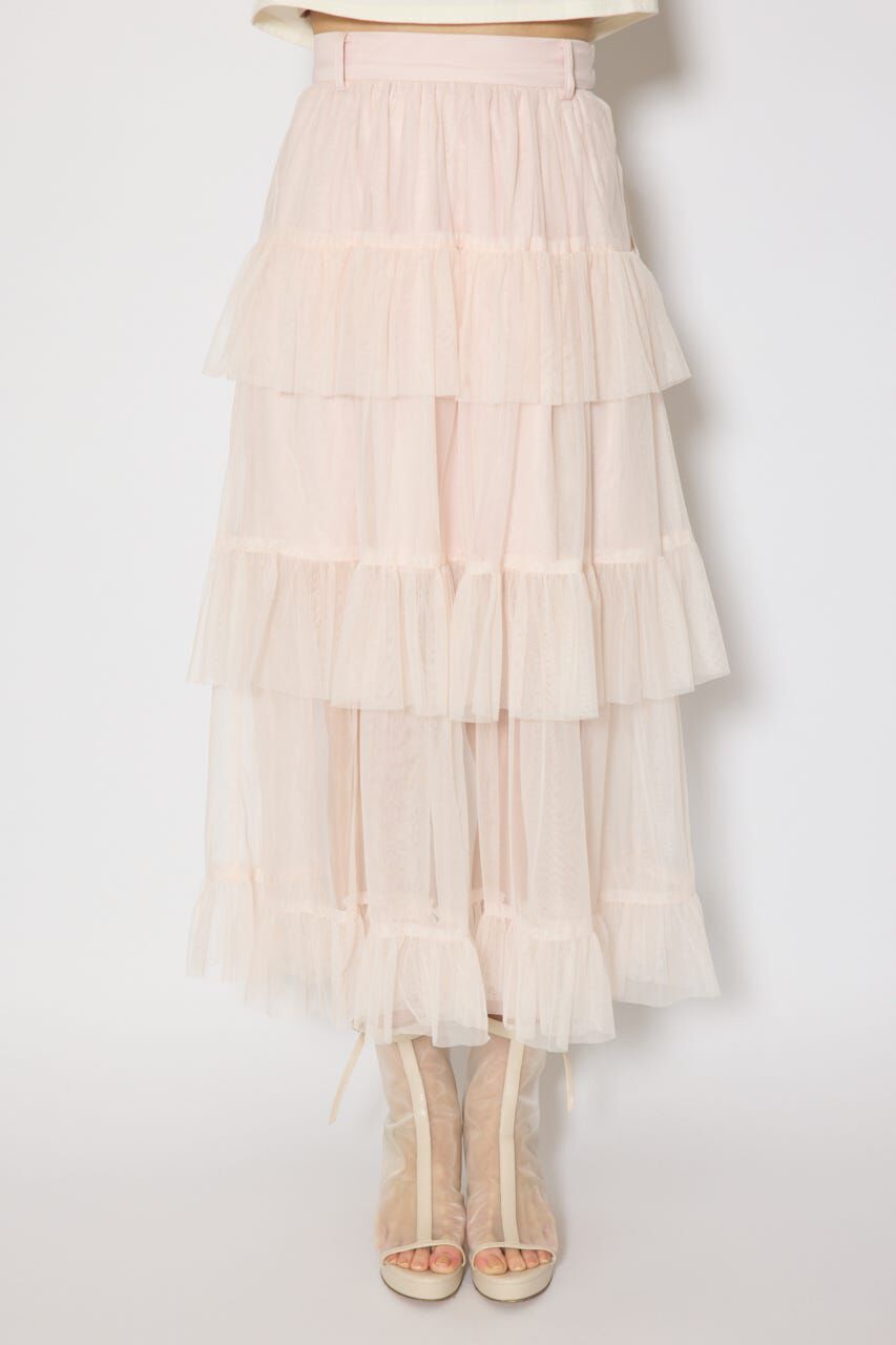 rienda「ティアードフレアチュールジャストウエストスカート」|スカート|