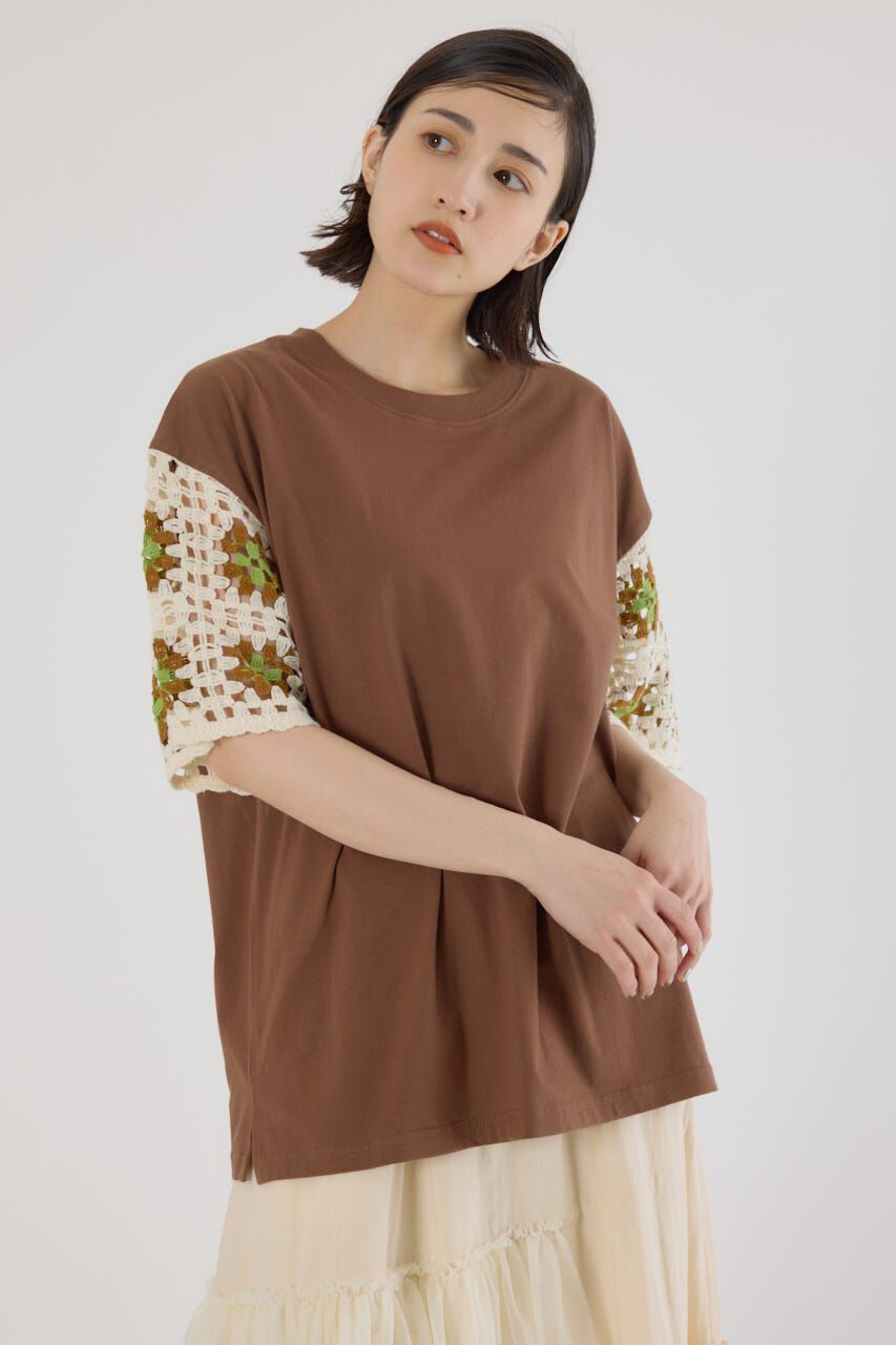 RODEO CROWNS「FLOWERクロシェドッキングTシャツ」|Tシャツ・カットソー|BRN