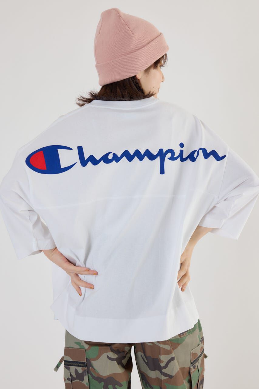RODEO CROWNS「Champion Vネック7分袖トップス」|パーカー|WHT