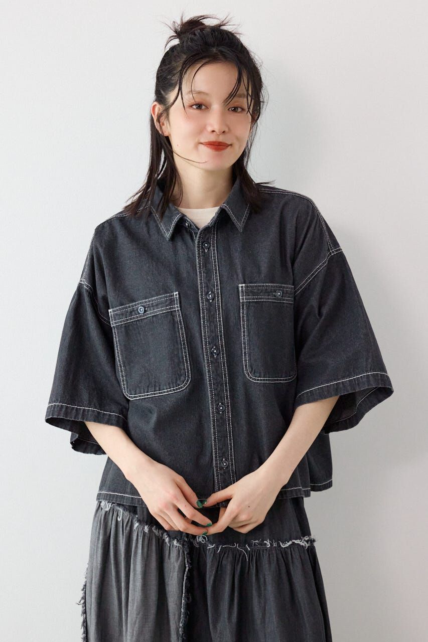 RODEO CROWNS「＜WEB先行アイテム＞デニムワイドシャツ」|シャツ・ブラウス|