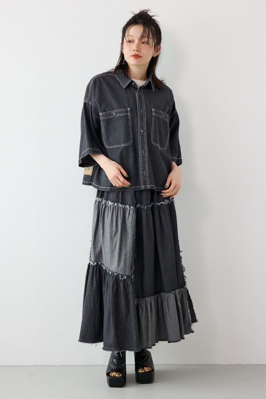 RODEO CROWNS「＜WEB先行アイテム＞デニムワイドシャツ」|シャツ・ブラウス|