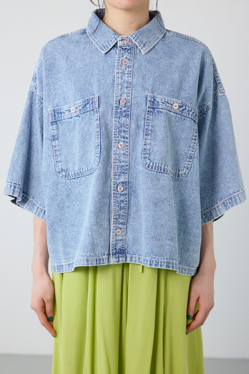 RODEO CROWNS「＜WEB先行アイテム＞デニムワイドシャツ」|シャツ・ブラウス|