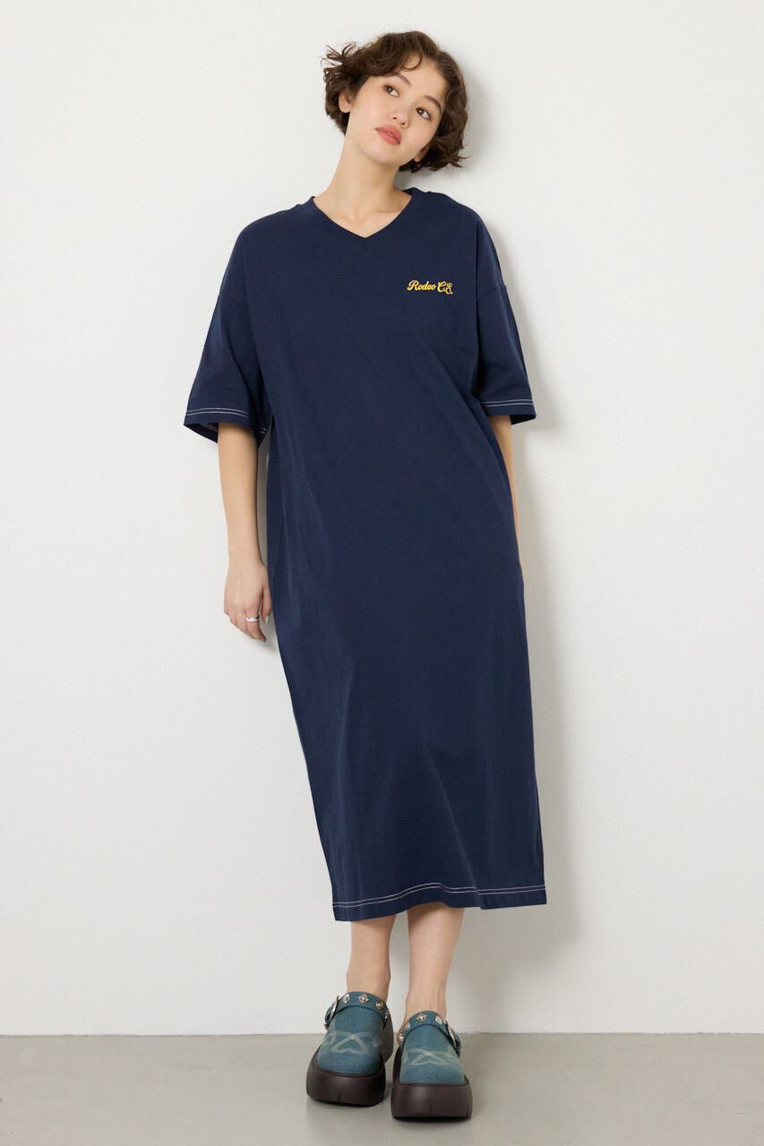 RODEO CROWNS「＜WEB先行アイテム＞ハーフスリーブステッチワンピース」|ワンピース|
