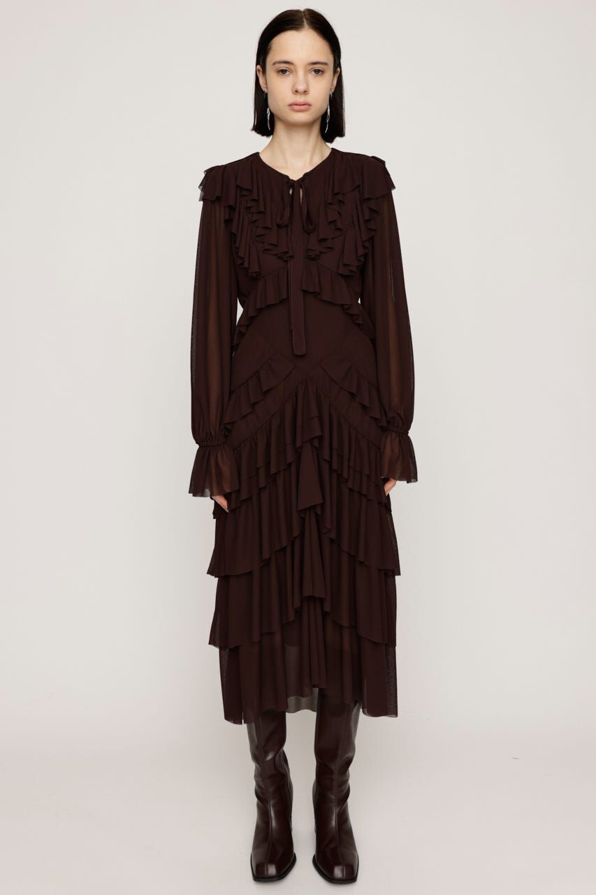 SLY「SHEER FRILL L／ドレス」|ワンピース|