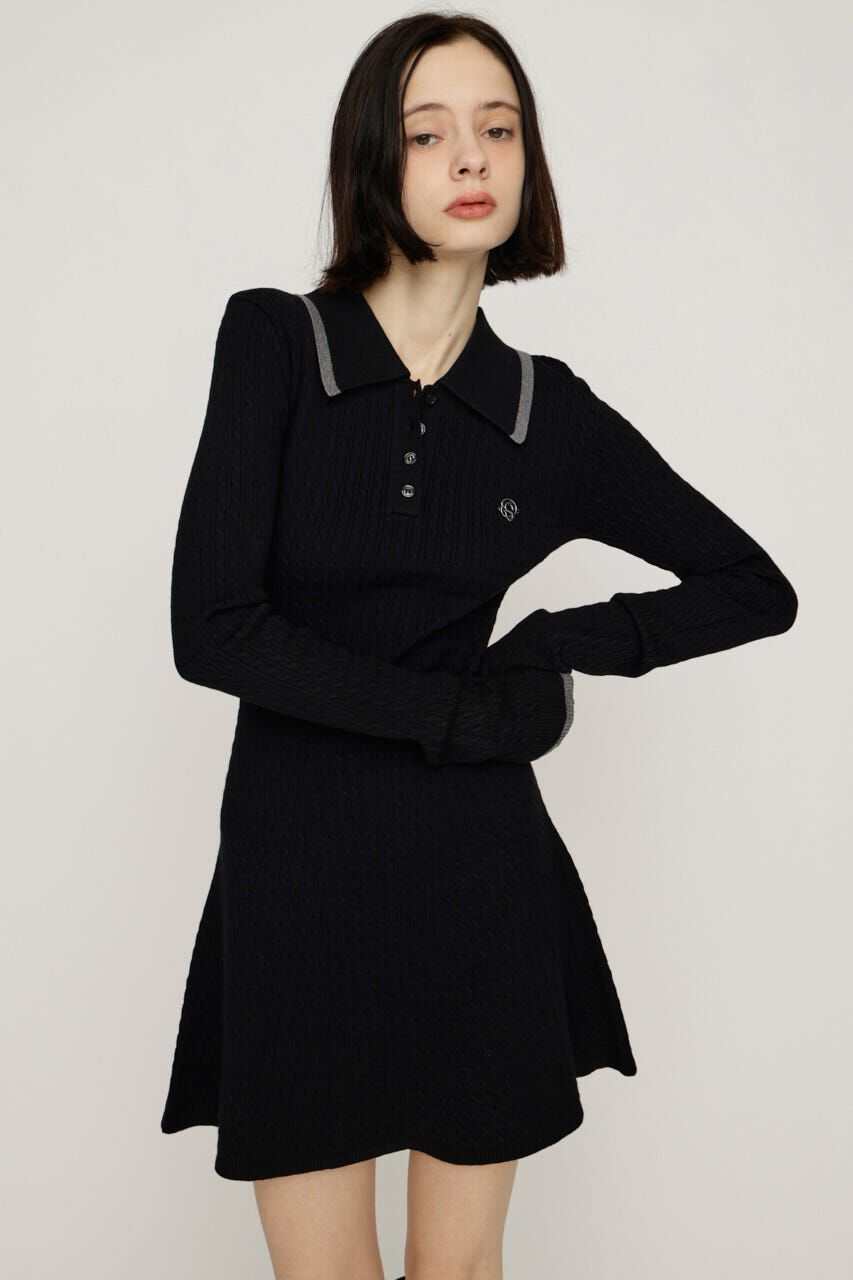 SLY「COLLARED CABLE KNIT ショートワンピース」|ワンピース|