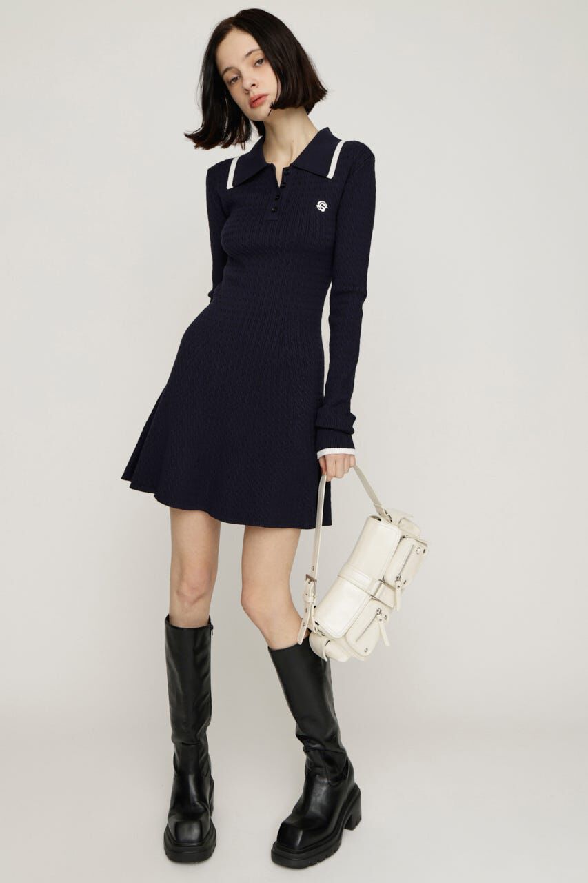 SLY「COLLARED CABLE KNIT ショートワンピース」|ワンピース|