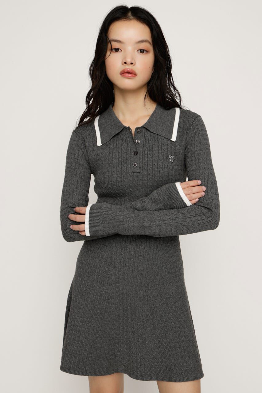 SLY「COLLARED CABLE KNIT ショートワンピース」|ワンピース|