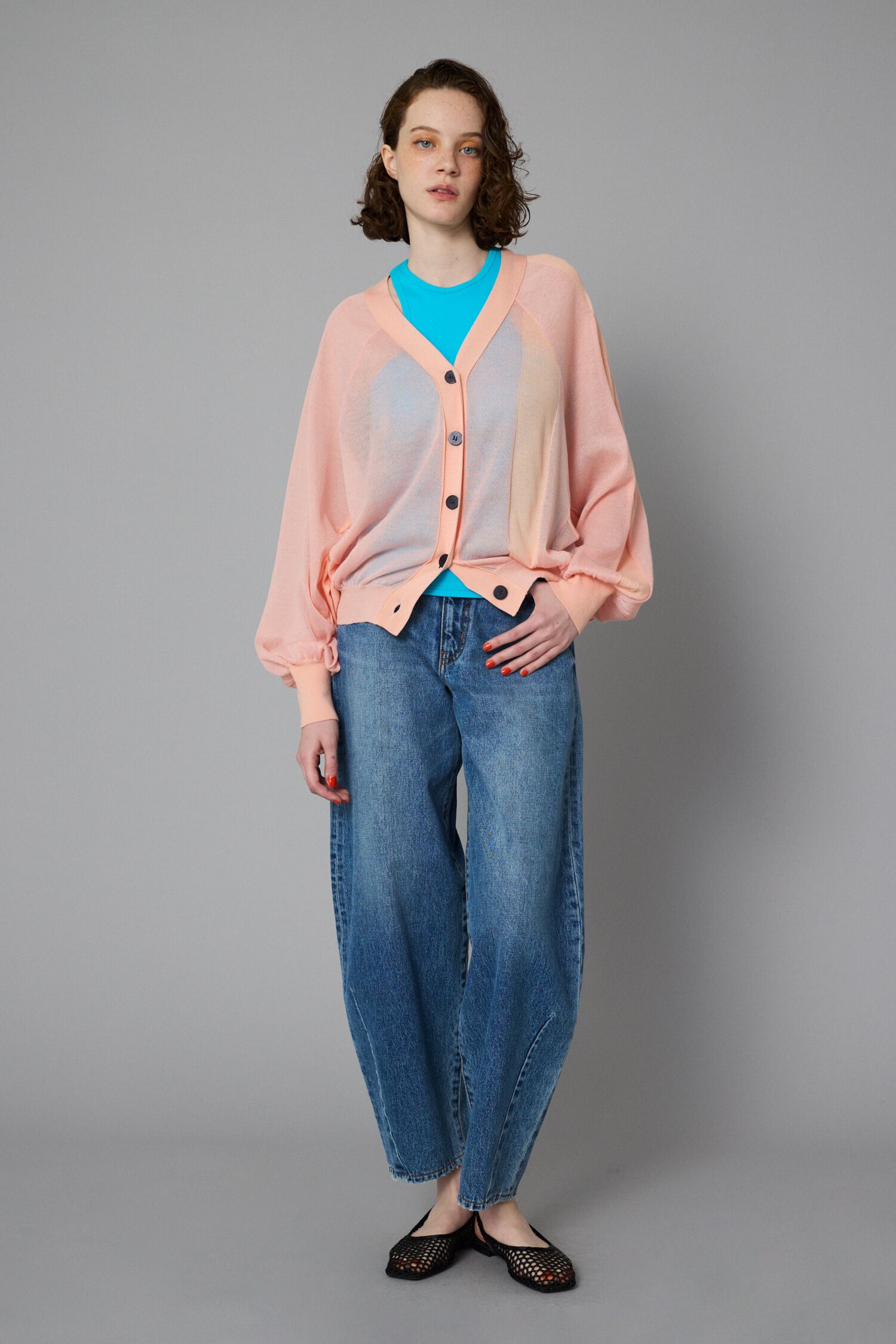 HeRIN.CYE「Color block sheer cardigan」|カーディガン|