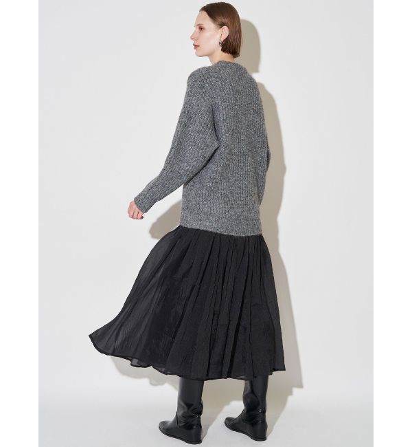 ELENDEEK「BRUSHED YARN KNIT DOCKING OP」|ワンピース|グレー