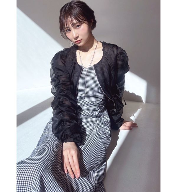 RESEXXY「ギャザークロップドシアーブルゾン」|ブルゾン・スタジャン|