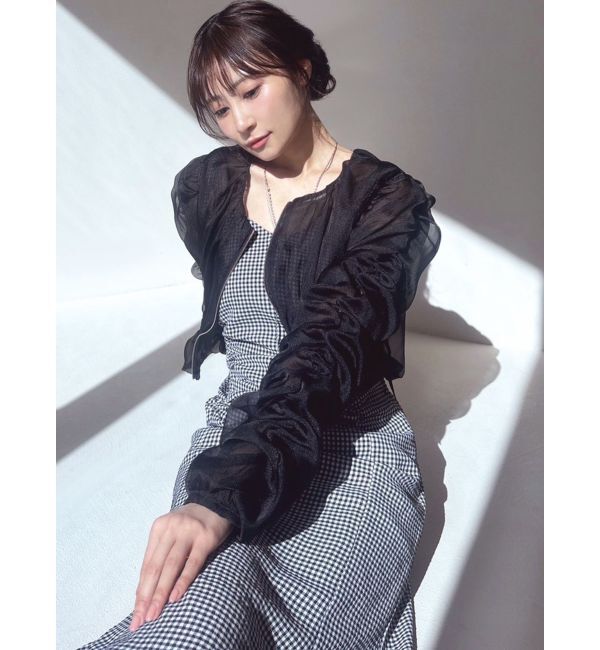 RESEXXY「ギャザークロップドシアーブルゾン」|ブルゾン・スタジャン|