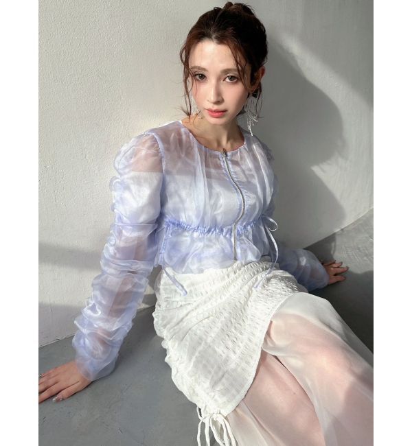 RESEXXY「ギャザークロップドシアーブルゾン」|ブルゾン・スタジャン|