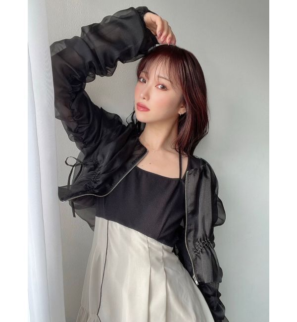 RESEXXY「ギャザークロップドシアーブルゾン」|ブルゾン・スタジャン|