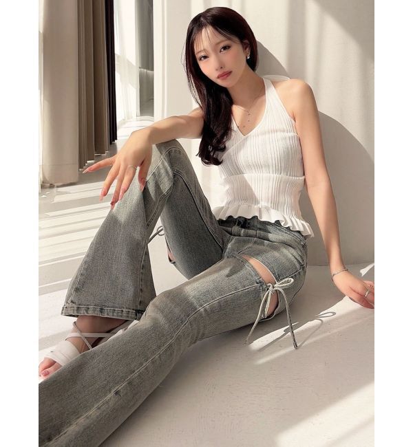 RESEXXY「カットアウトリボンデニムパンツ」|デニム|