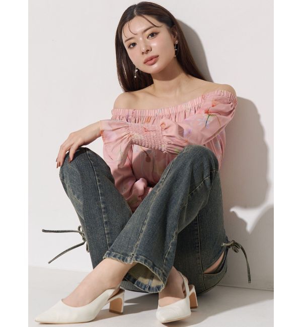 RESEXXY「カットアウトリボンデニムパンツ」|デニム|