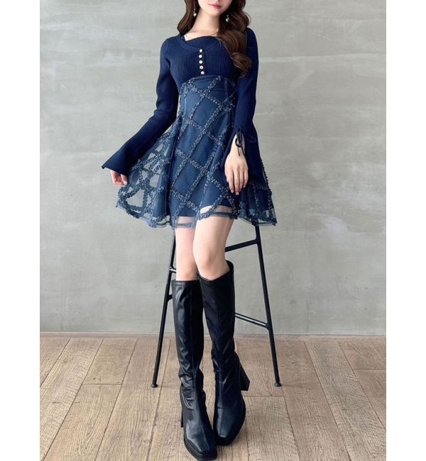 RESEXXY「【追加生産分】ドッキングフレアミニニットワンピース」|ワンピース|