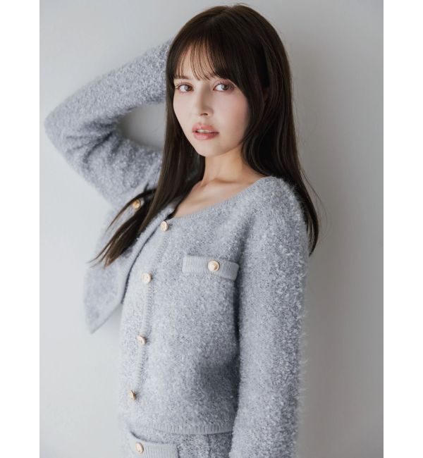 dazzlin「【セット対応】ヘアリーニットジャケット」|ノーカラージャケット|
