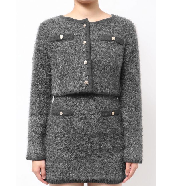 dazzlin「【セット対応】ヘアリーニットジャケット」|ノーカラージャケット|