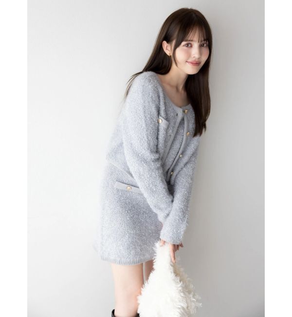 dazzlin「【セット対応】ヘアリーニットジャケット」|ノーカラージャケット|