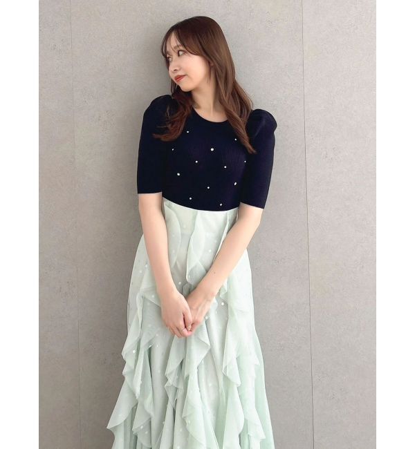 dazzlin「バックリボンビジューニットトップス」|ニット・セーター|