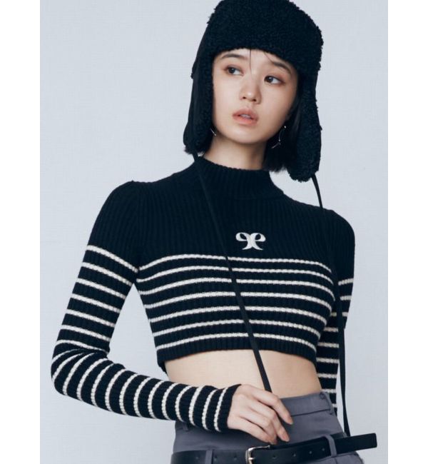 EMODA「ハイネッククロップロゴニット」|ニット・セーター|