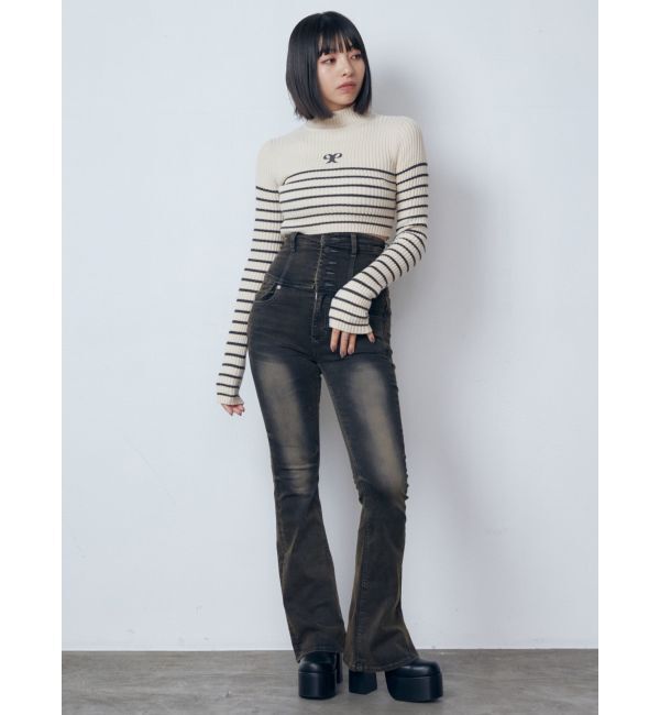 EMODA「ハイネッククロップロゴニット」|ニット・セーター|