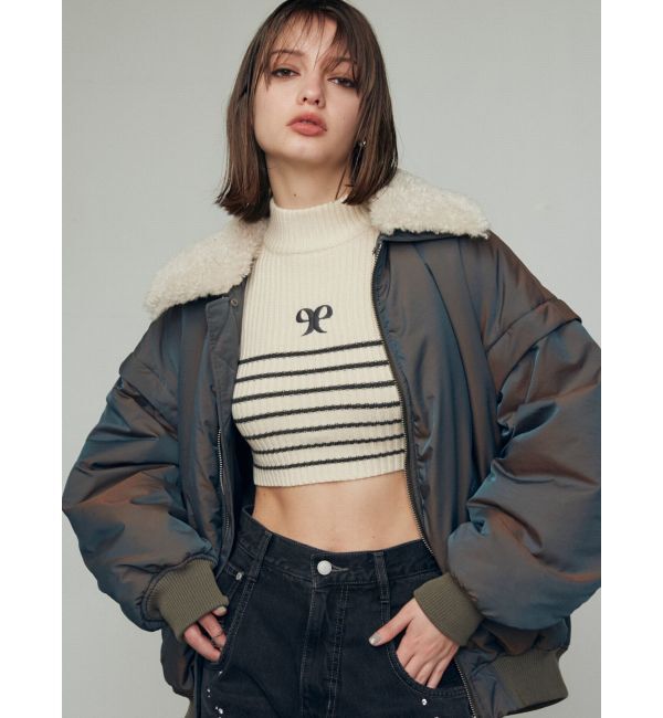 EMODA「ハイネッククロップロゴニット」|ニット・セーター|