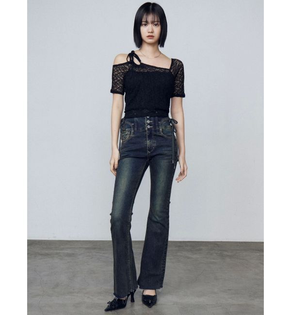 EMODA「サイドオープンハイウエストフレアパギンス」|デニム|