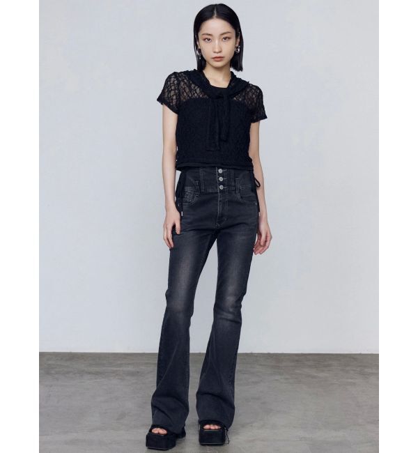 EMODA「サイドオープンハイウエストフレアパギンス」|デニム|