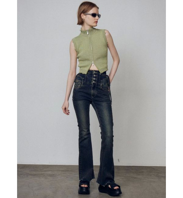 EMODA「サイドオープンハイウエストフレアパギンス」|デニム|