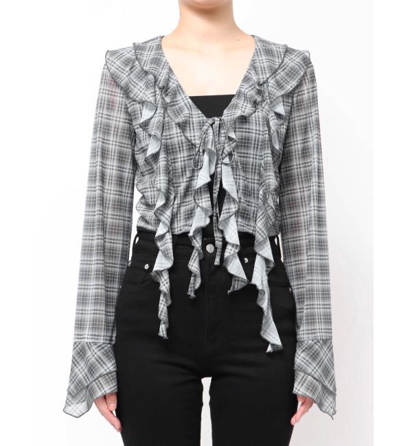 EMODA「ラッフルハングクロップドブラウス」|シャツ・ブラウス|