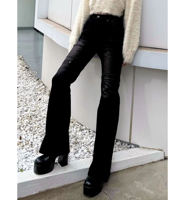 EMODA「ハイカバーフレアパギンス」|デニム|